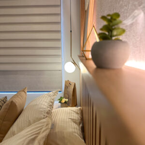 Diseño Interior Proyecto Habitación Cota Foto detalle cabecera en flor morado - Millenium Brokers pisos e interiorismo